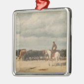 牛の群れが海の横に(by Eugene Burnand) メタルオーナメント (左)