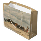 牛の群れが海の横に(by Eugene Burnand) ラージペーパーバッグ (裏面アングル)