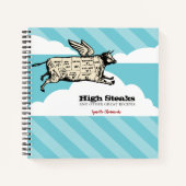 牛の肉カット人用料理本レシピ手帳 ノートブック (正面)