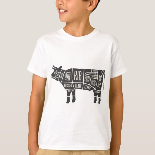 牛の肉切り図 Tシャツ (正面)