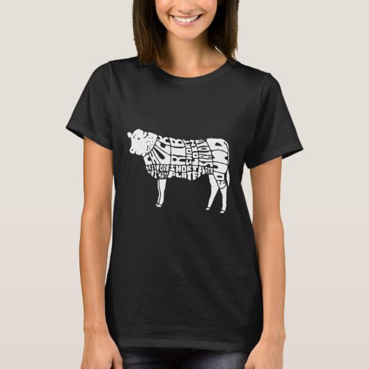 牛の肉切り図 Tシャツ (正面)