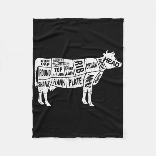 牛の肉屋ティー フリースブランケット (正面)