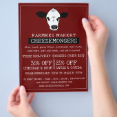 牛の肖像、チーズ専門店の広告 チラシ (手)