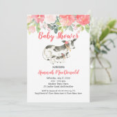 牛の花ピンクコーラルベビーシャワー招待状 招待状 (スタンド正面)