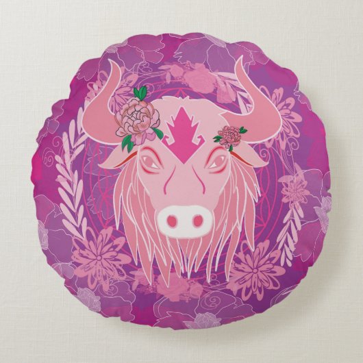 牛の花 ラウンドクッション (正面)