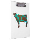 牛の茶色とティール（緑がかった色）のシルエット クリップボード (右)