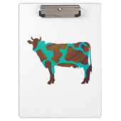 牛の茶色とティール（緑がかった色）のシルエット クリップボード (正面)