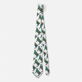 牛の茶色とティール（緑がかった色）のシルエット ネクタイ (正面)