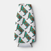 牛の茶色とティール（緑がかった色）のシルエット ボトルクーラー (正面)