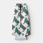 牛の茶色とティール（緑がかった色）のシルエット ボトルクーラー (裏面)