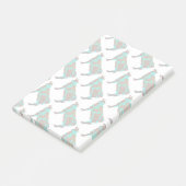 牛の茶色とティール(緑がかった色)のシルエット ポストイット (アングル)