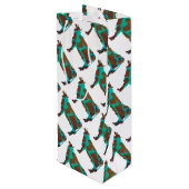 牛の茶色とティール（緑がかった色）のシルエット ワインギフトバッグ (裏面アングル)