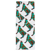 牛の茶色とティール（緑がかった色）のシルエット ワインギフトバッグ (裏面)