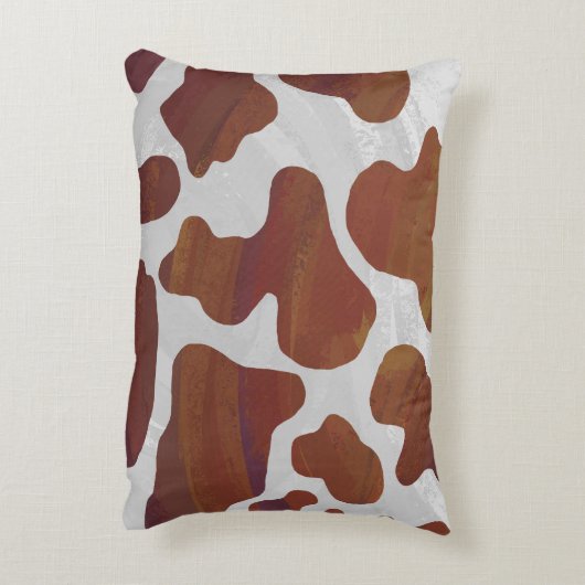 牛の茶色と白のシルエット アクセントクッション (裏面(縦))