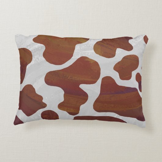 牛の茶色と白のシルエット アクセントクッション (裏面)