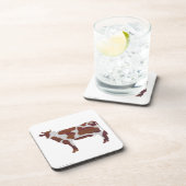 牛の茶色と白のシルエット コースター (右側)