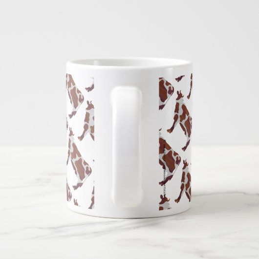 牛の茶色と白のシルエット ジャンボコーヒーマグカップ (裏面)