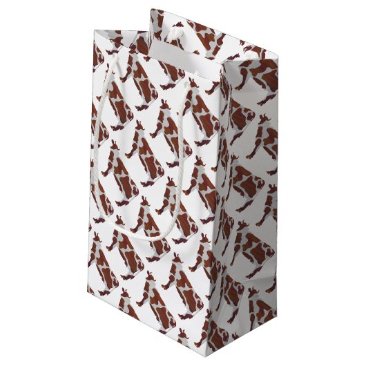 牛の茶色と白のシルエット スモールペーパーバッグ (裏面アングル)