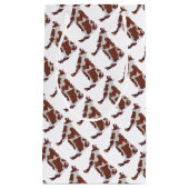 牛の茶色と白のシルエット スモールペーパーバッグ (正面)