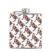 牛の茶色と白のシルエット フラスク (正面)