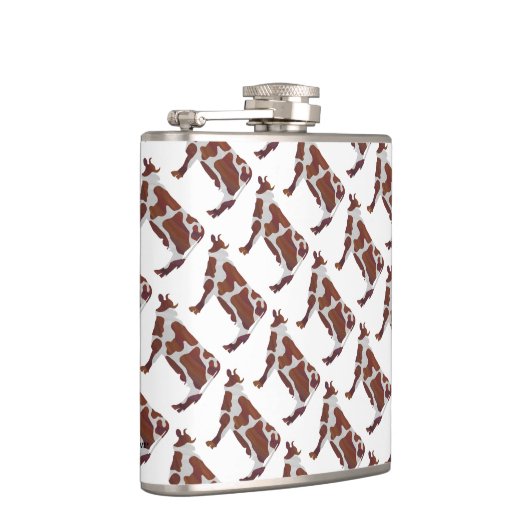 牛の茶色と白のシルエット フラスク (右)