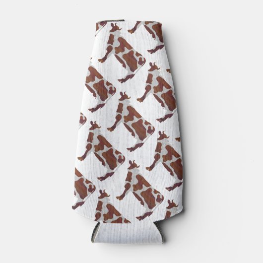 牛の茶色と白のシルエット ボトルクーラー (正面)