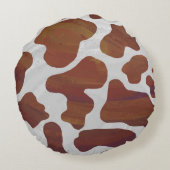 牛の茶色と白のシルエット ラウンドクッション (裏面)