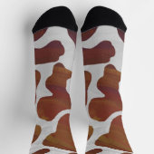 牛の茶色と白のパターン ソックス (上部)