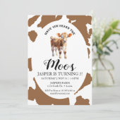牛の茶色のプリントの誕生日を聞いたことがある 招待状 (スタンド正面)