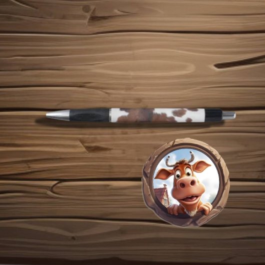 牛の茶色の白 ボールペン