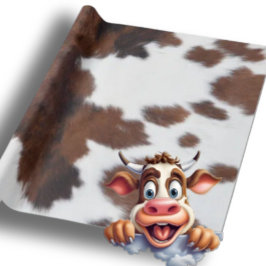 牛の茶色の白 ラッピングペーパー