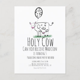 牛の落書き農場動物の誕生日パーティー ポストカード