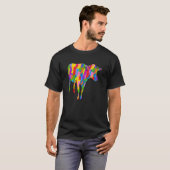牛の虹カラーアニマルアート Tシャツ (正面フル)