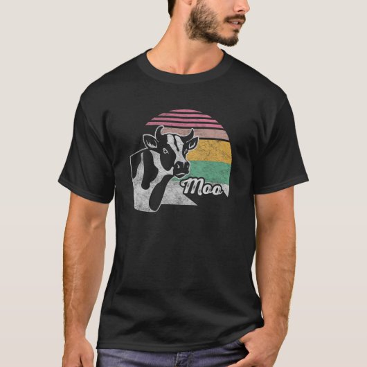 牛の衣装レトロヴィンテージ牛 Tシャツ (正面)