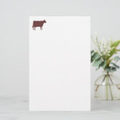 牛の記号 – 白の濃い茶色 便箋 (スタンド正面)