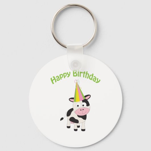 牛の誕生日おめでとう キーホルダー (正面)