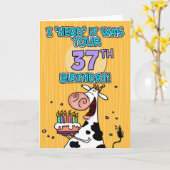 牛の誕生日カード - 37 カード (黄色い花)