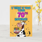 牛の誕生日カード - 70 カード (黄色い花)