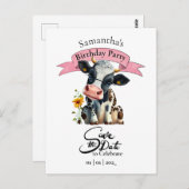 牛の誕生日ガール ポストカード (正面/裏面)