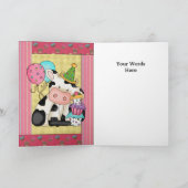 牛の誕生日グリーティングカード カード (内部)