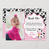 牛の誕生日サンキューカード|ファームパーティー 招待状 (正面/裏面)