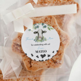 牛の誕生日パーティーのステッカーラベル ラウンドシール