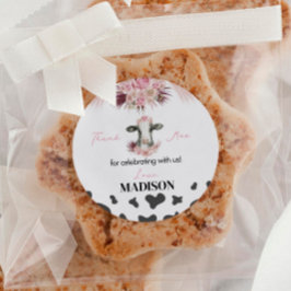 牛の誕生日パーティーのステッカーラベル ラウンドシール