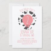 牛の誕生日パーティーアニマルプリントパターン任意の年齢 招待状 (正面)