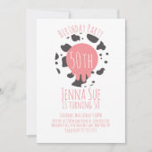 牛の誕生日パーティーアニマルプリントパターン大人 招待状 (正面)