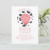 牛の誕生日パーティーアニマルプリントパターン大人 招待状 (スタンド正面)