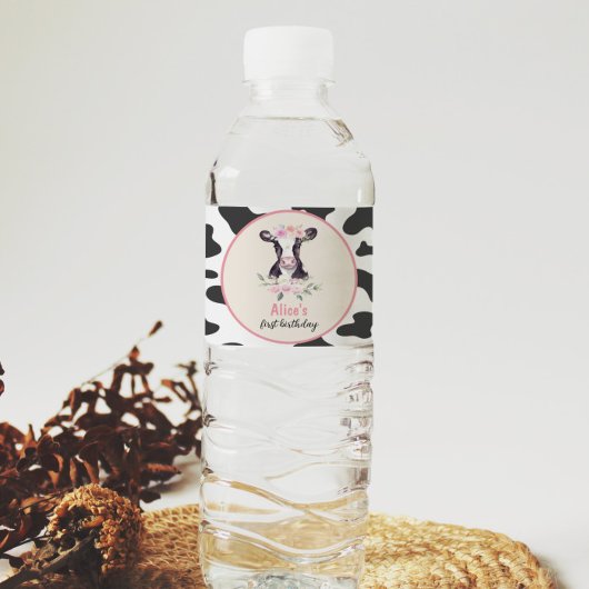牛の誕生日パーティーウォーターボトルラベル ペットボトルラベル