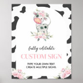 牛の誕生日パーティーテーブルの看板 ポスター (正面)