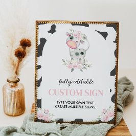 牛の誕生日パーティーテーブルの看板 ポスター