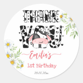 牛の誕生日パーティー牛のパターン感謝していデイジーユー ラウンドシール